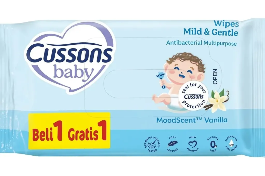 Cussons Baby Wipes Mild & Gentle Antibacterial Multipurpose 2x10S