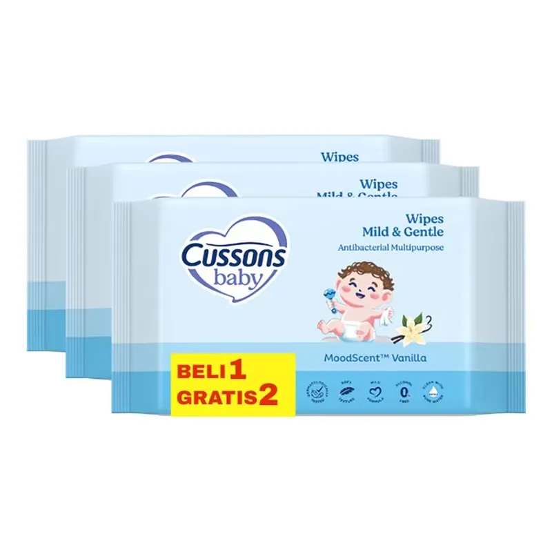 Cussons Baby Wipes Mild & Gentle Antibacterial Multipurpose 3x45S