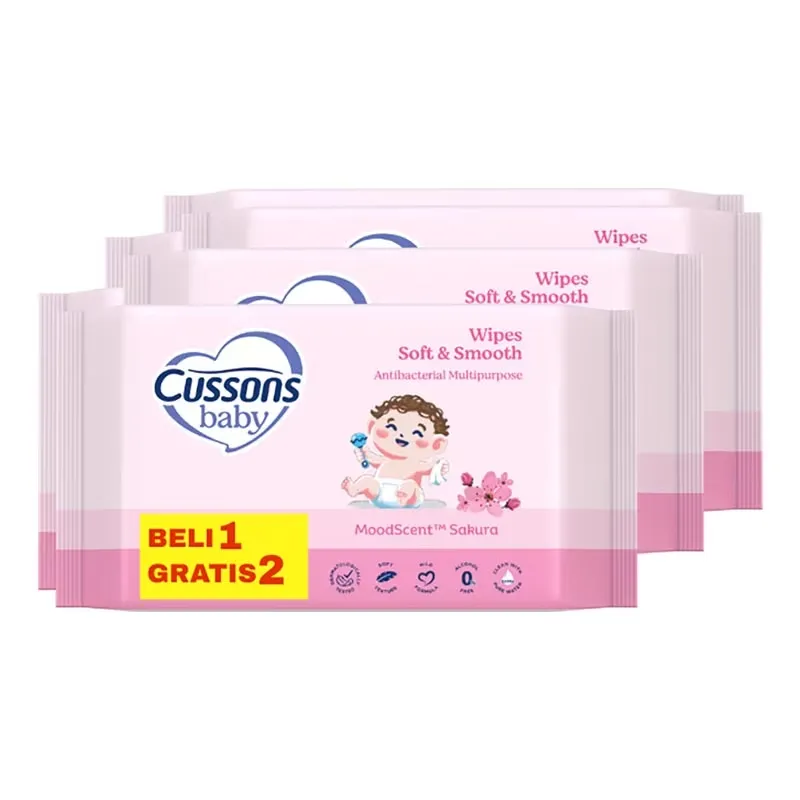 Cussons Baby Wipes Soft & Smooth Antibacterial Multipurpose 3x45S
