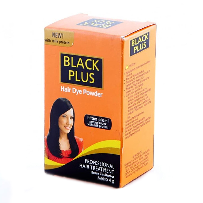 Black Plus Hair Dye Powder Hitam Alami 4GR