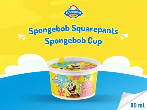 Campina Spongebob Banana Strawberry Cup 80ML