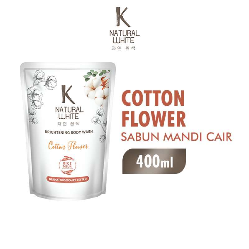 K Natural White Body Wash Cotton Flower Pch 400ML