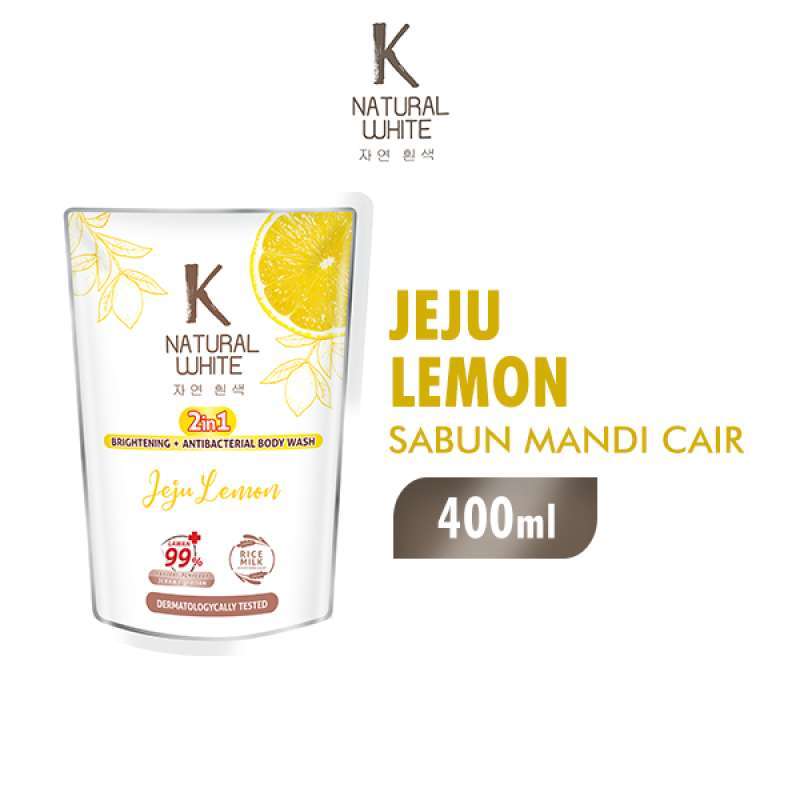 K Natural White Bodywash Jeju Lemon Pch 400ML