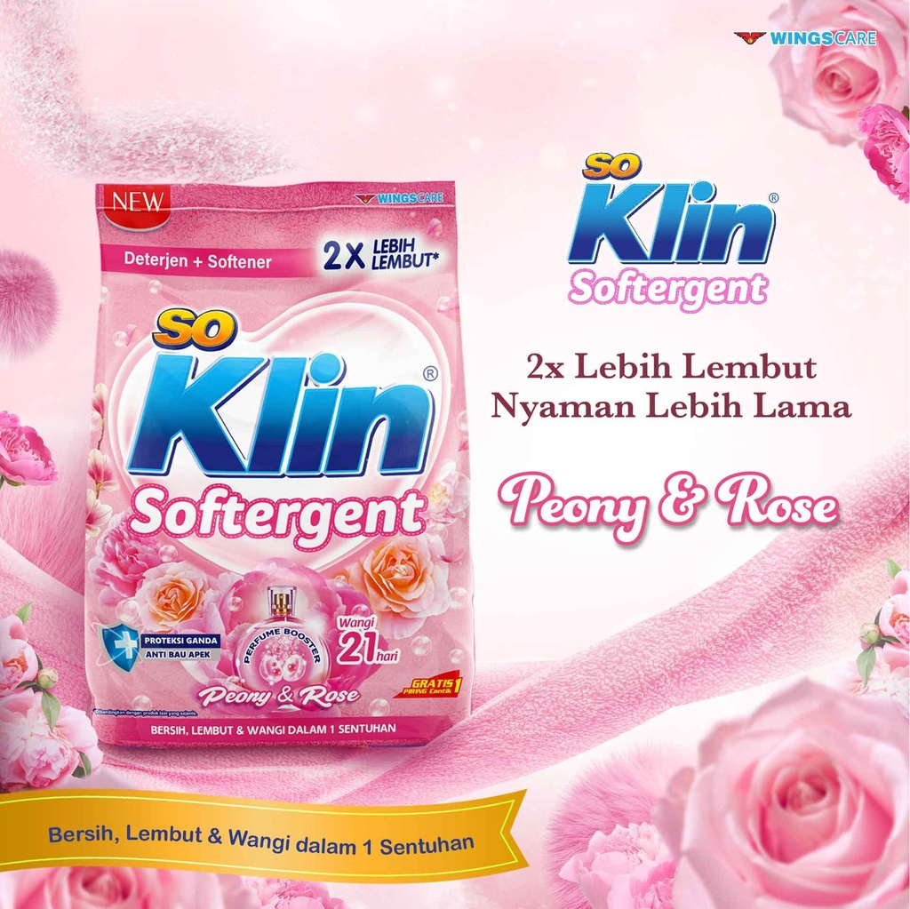 So Klin Softergent Detergen Bubuk Peony & Rose 1.44KG