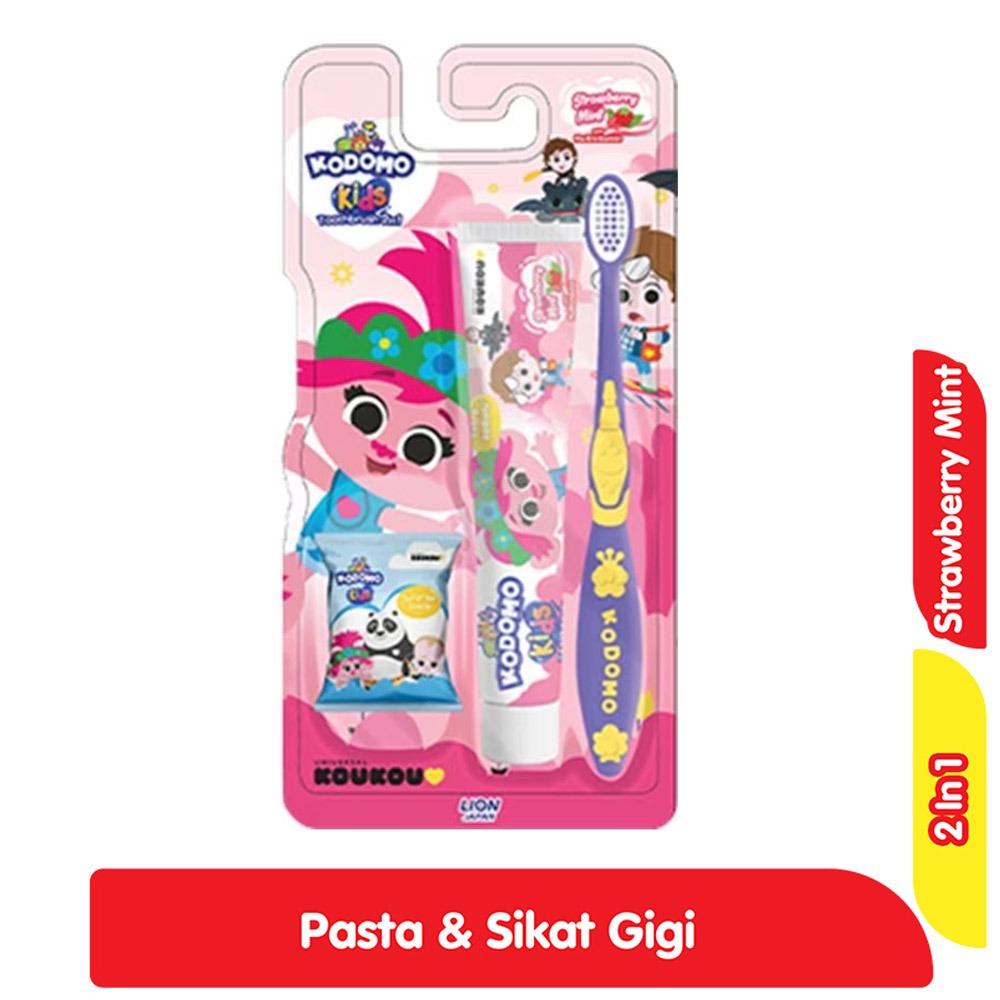 Kodomo Kids Sikat & Pasta Gigi Strawberry Mint 1PCS