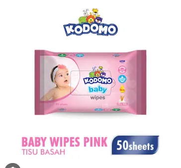 KODOMO WET WIPES PINK BAG 50 SHT