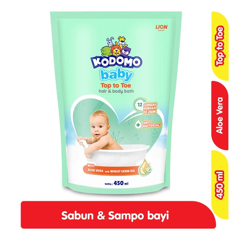 Kodomo Baby Top To Toe Hair & Body Bath Pch 450ML