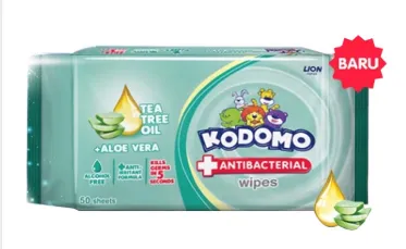 KODOMO WET WIPES ANTIBACTERIAL BAG 50 SH
