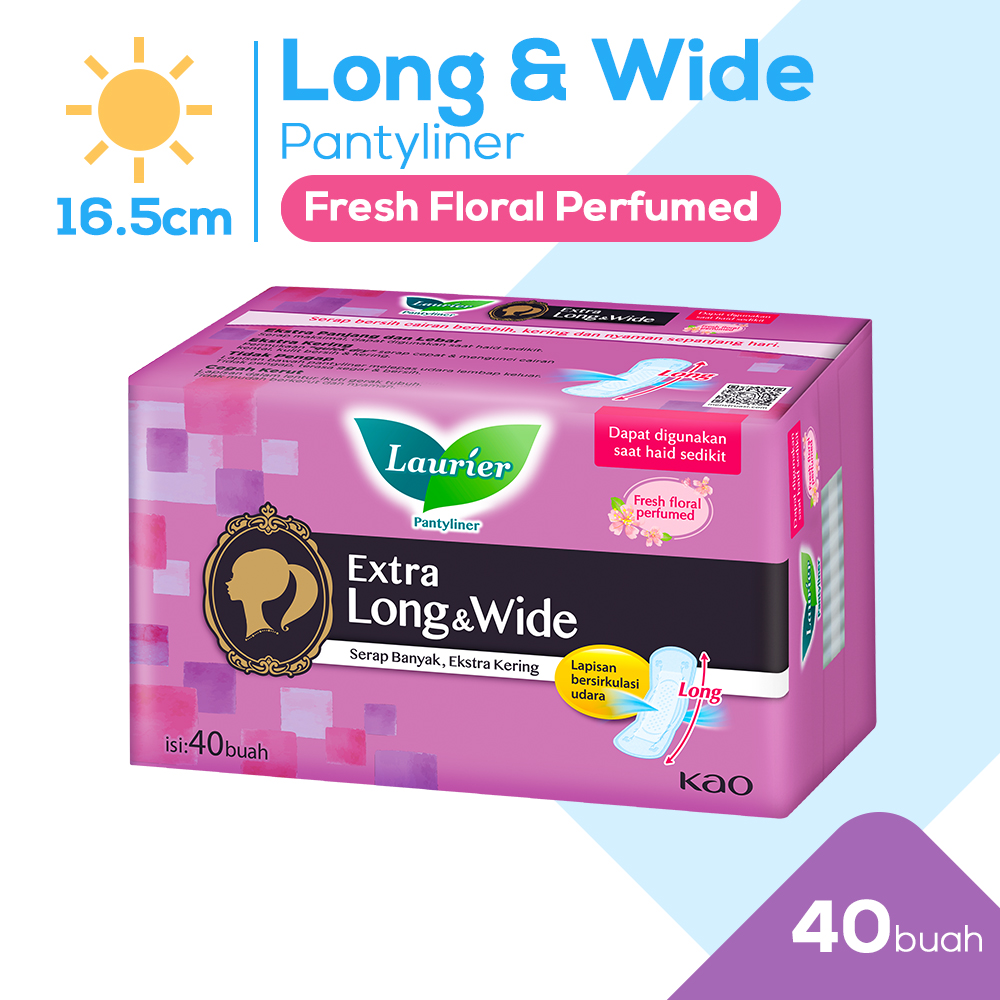 Laurier Pantyliner Extra Long & Wide Fresh Floral Perfumed 40PCS