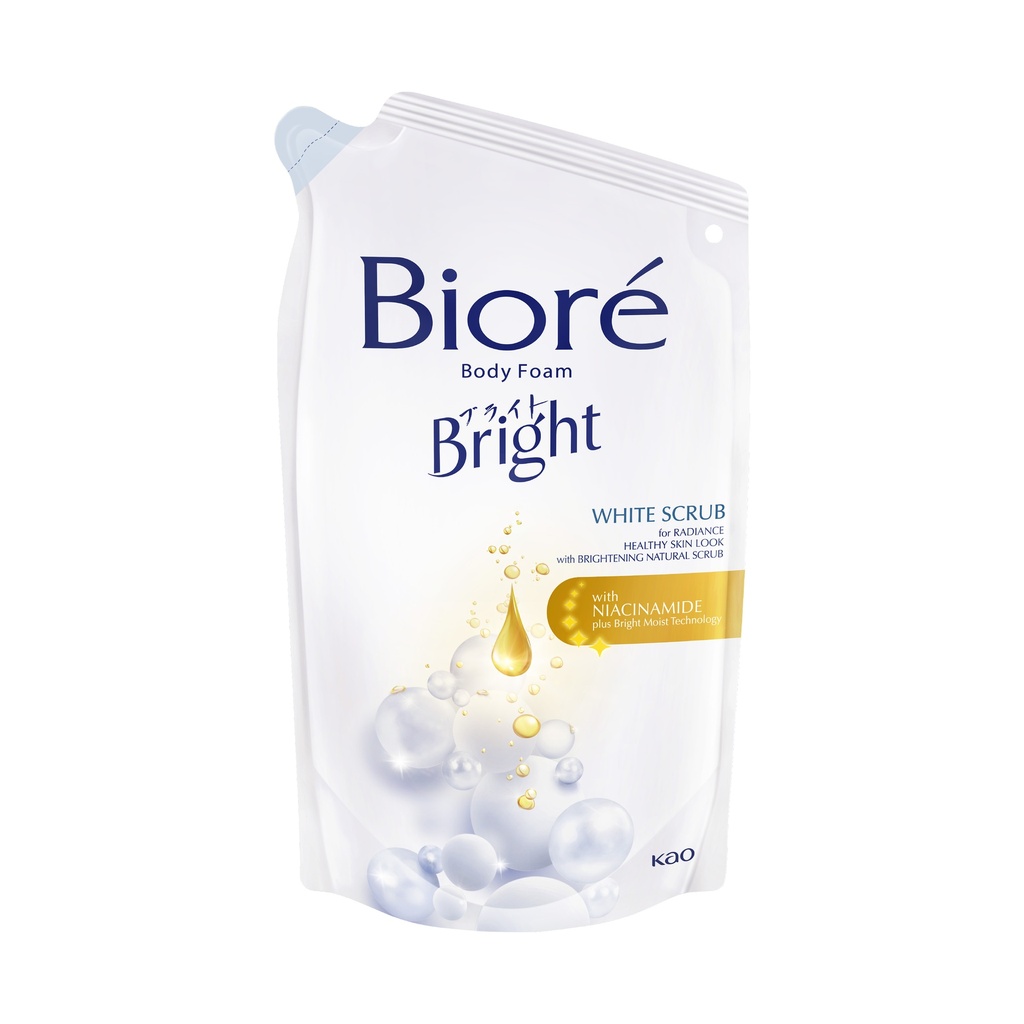 Biore Body Wash Bright White Scrub Pch 750ML