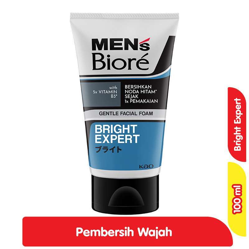 Mens Biore Gentle Facial Foam Bright Expert 100GR