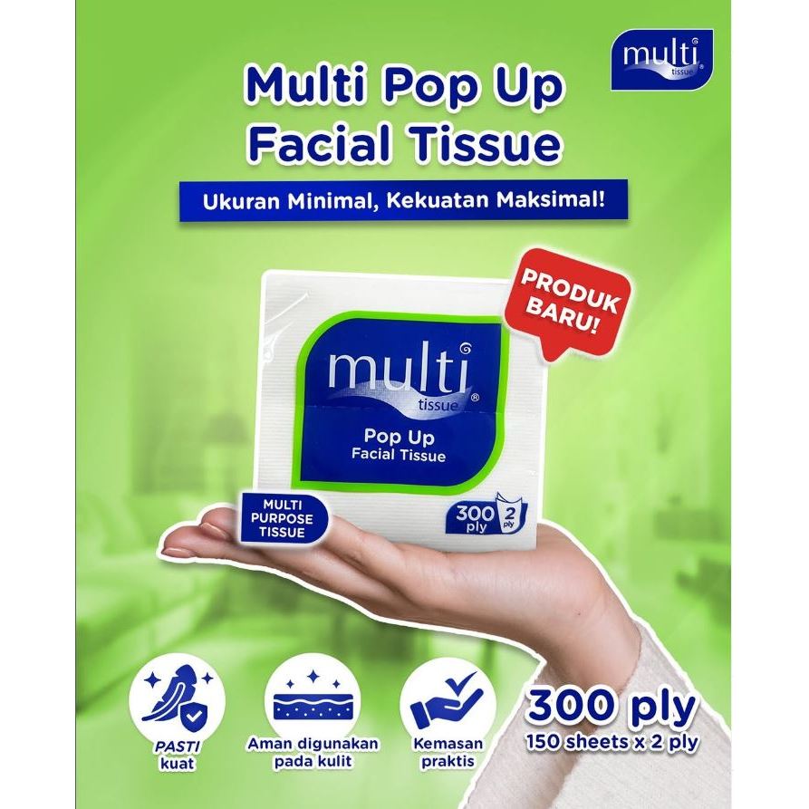 Multi Tissue Pop Up Facial Tissue 2ply 150S