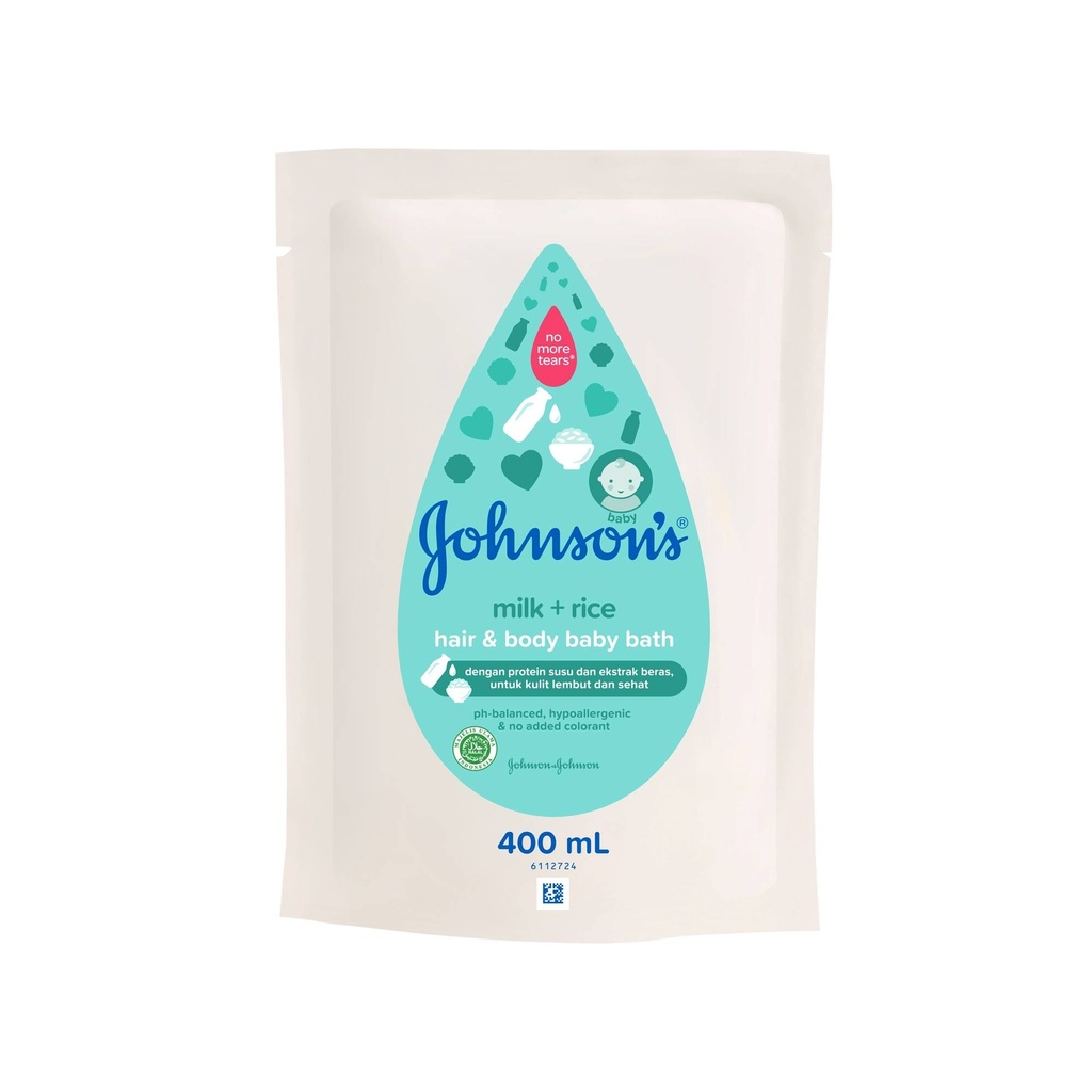 Johnson's Milk + Rice Hair & Body Baby Bath Pch 400ML