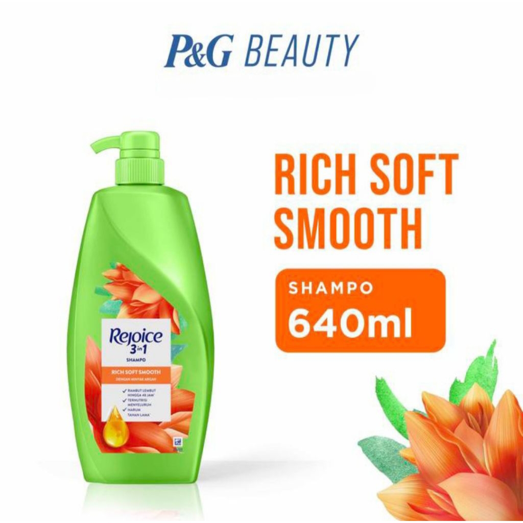 Rejoice 3in1 Shampo Rich Soft Smooth Btl 640ML