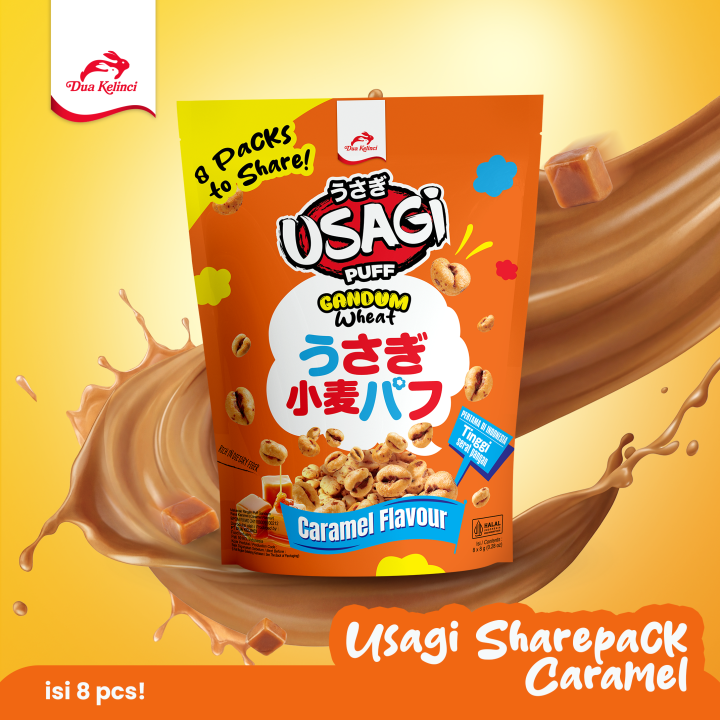 Usagi Puff Gandum Caramel Flavour Sharepack 8x8GR