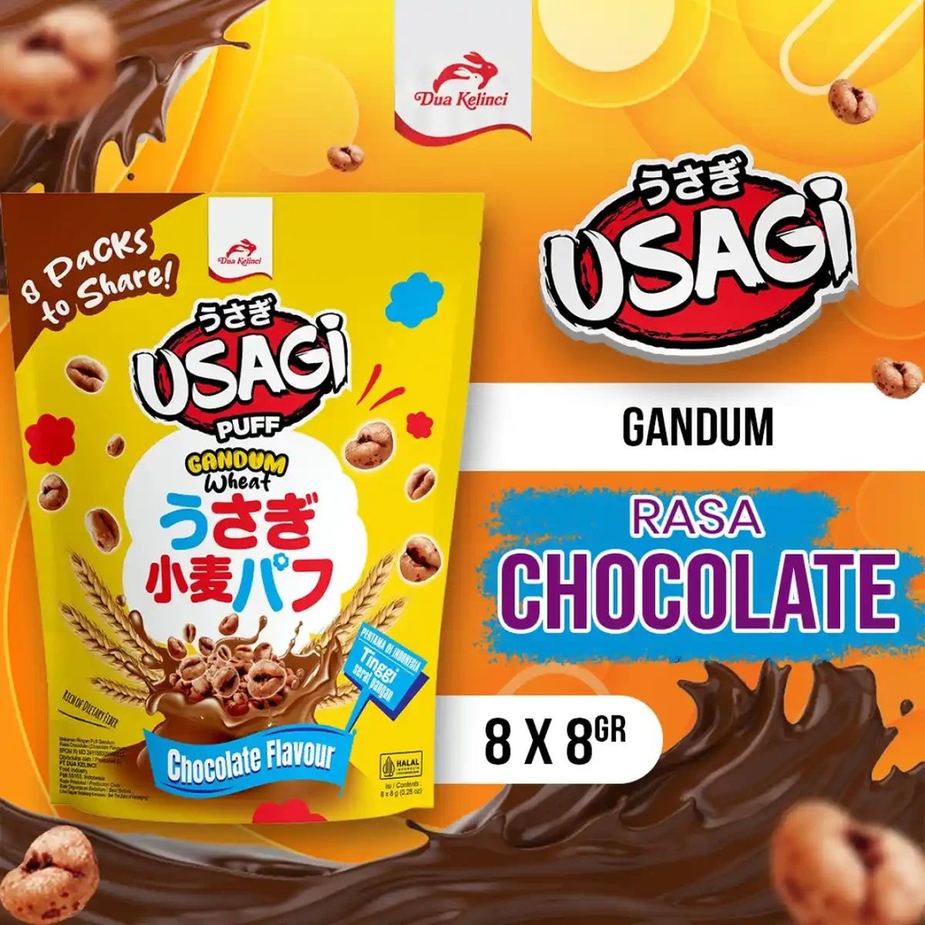 Usagi Puff Gandum Chocolate Flavour Sharepack 8x8GR