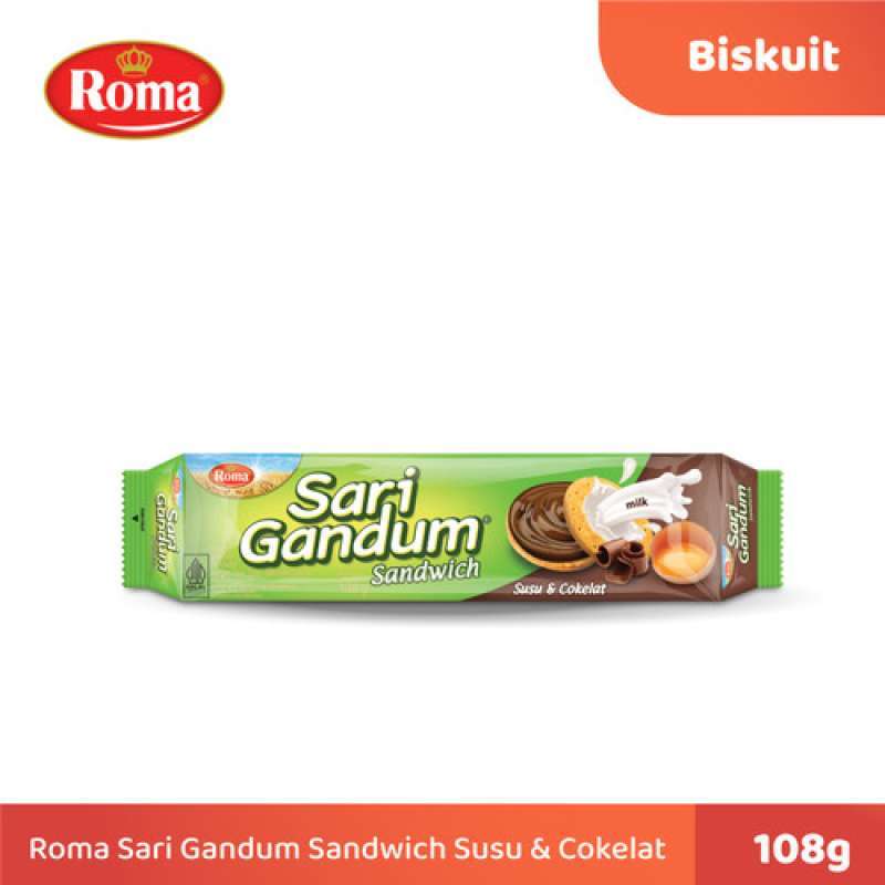 Roma Sari Gandum Sandwich Susu & Cokelat 108GR