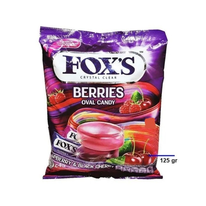 Fox's Crystal Clear Oval Candy Berries 125GR