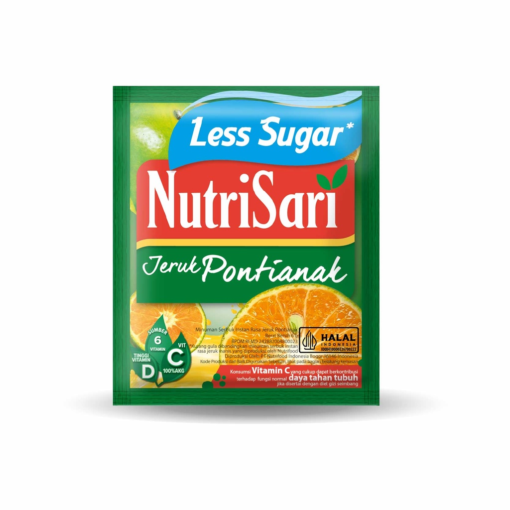 Nutrisari Less Sugar Jeruk Pontianak 6GR