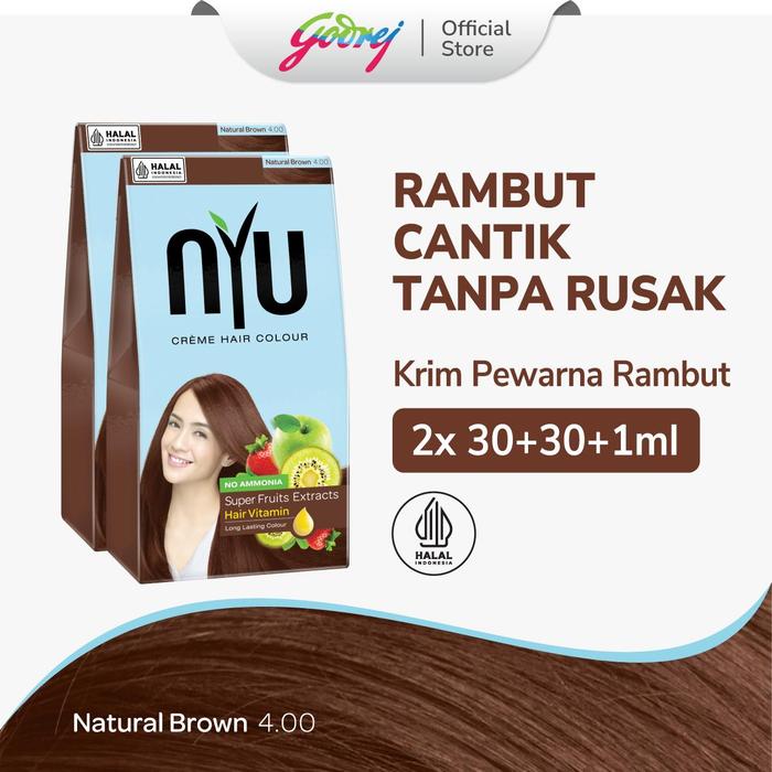 Nyu Creme Hair Colour Natural Brown 4.00 61ML