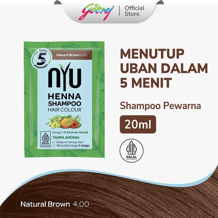Nyu Henna Shampoo Hair Colour Natural Brown 4.00 20ML