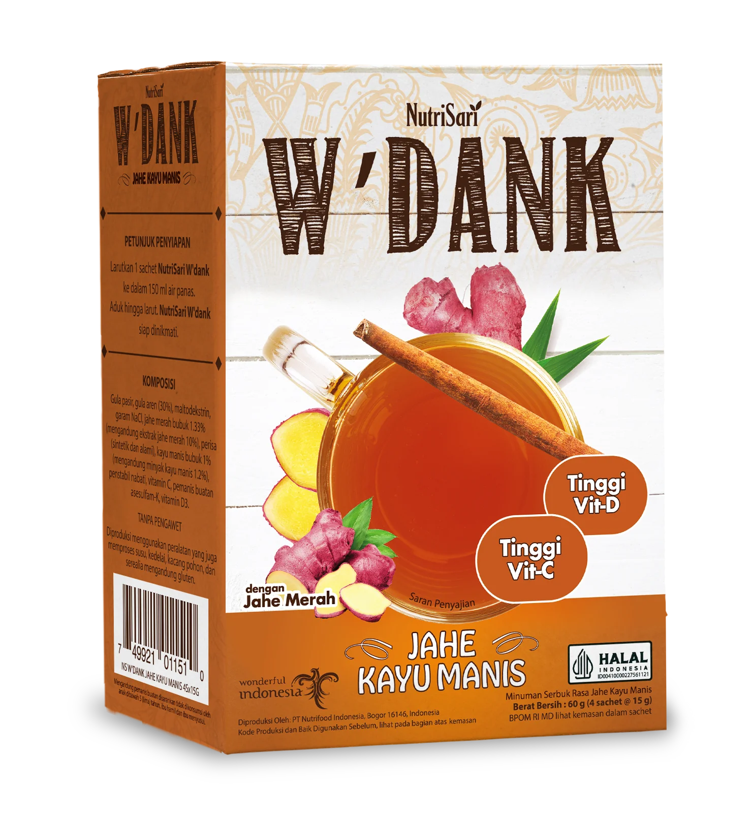 Nutrisari W'Dank Jahe Kayu Manis 4x15GR