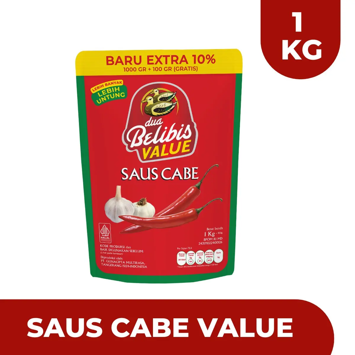 Dua Belibis Value Saus Cabe Pch 1.1KG