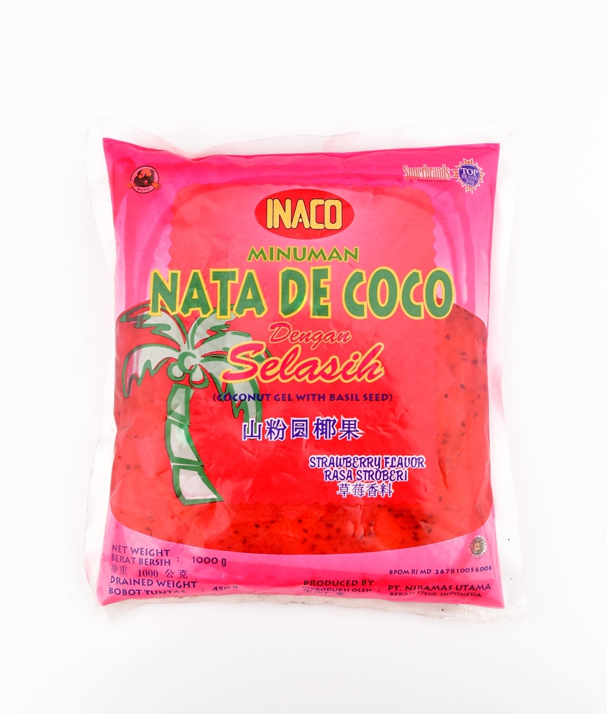 Inaco Nata De Coco Selasih Rasa Stroberi 1000GR