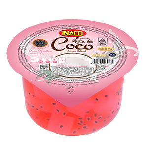 Inaco Nata De Coco Selasih Rasa Stroberi Cup 200GR