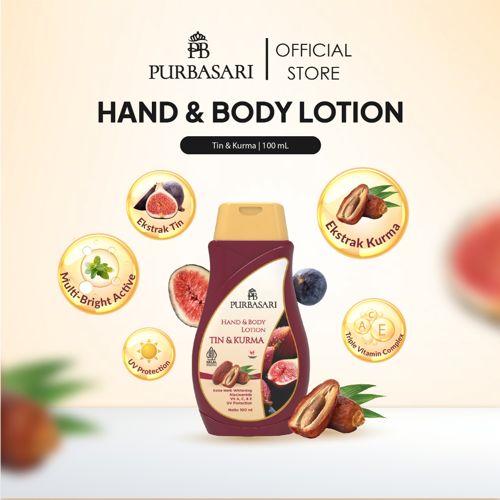 Purbasari Hand & Body Lotion Tin & Kurma 100ML