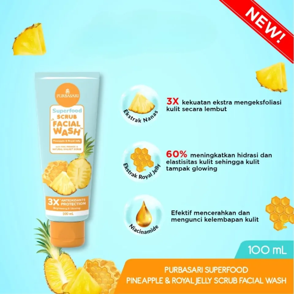 Purbasari Superfood Scrub Facial Wash Pineapple & Royal Jelly 100ML