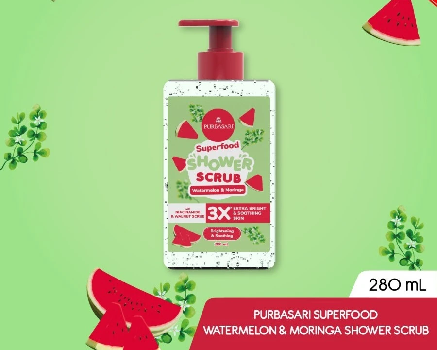Purbasari Superfood Shower Scrub Watermelon & Moringa 280ML