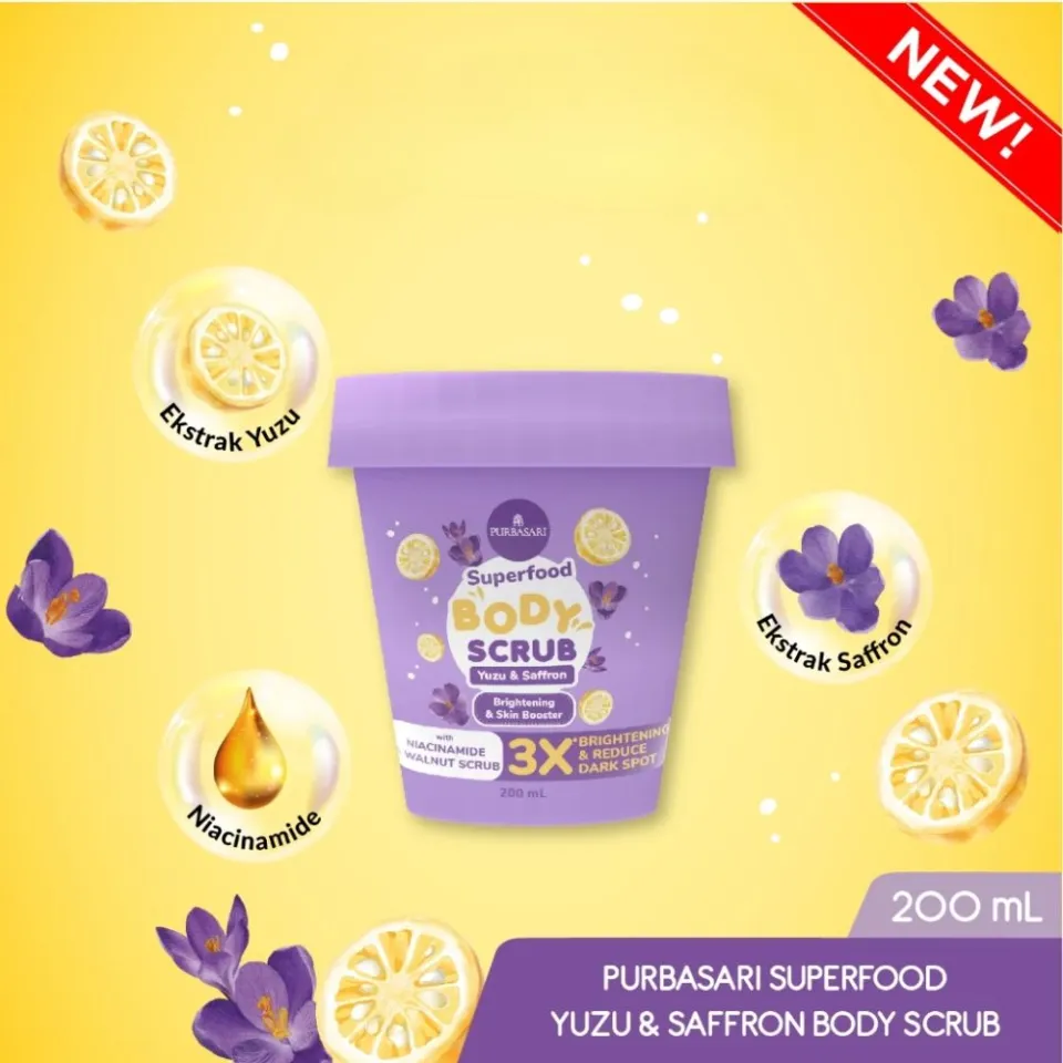 Purbasari Superfood Body Scrub Yuzu & Saffron 200GR