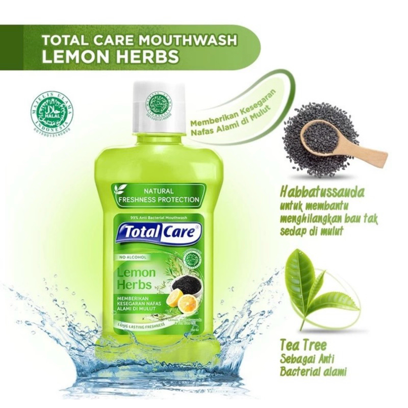 Total Care Anti Bacterial Mouthwash Lemon Herbs 250ML