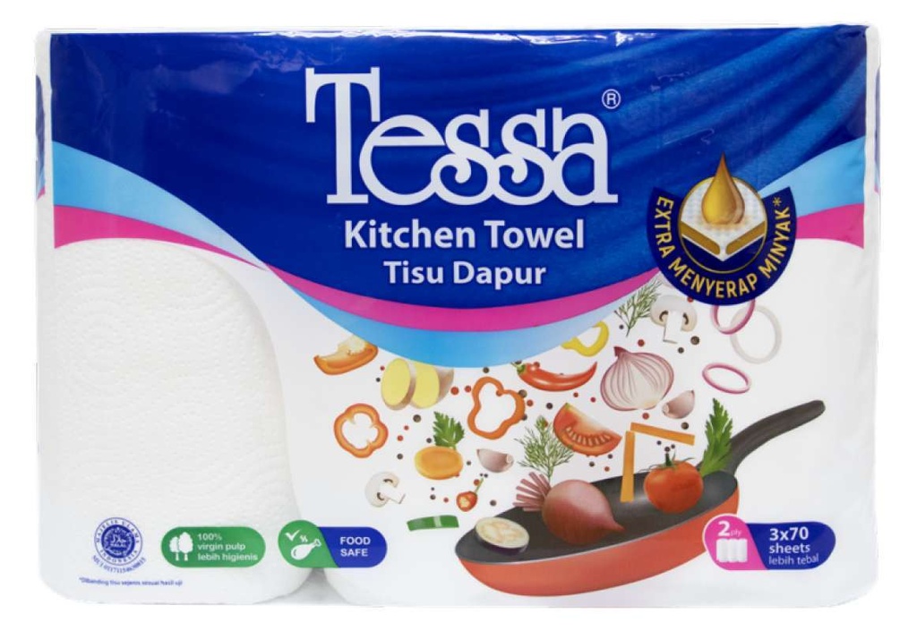 Tessa Kitchen Towel 2ply 3x70S