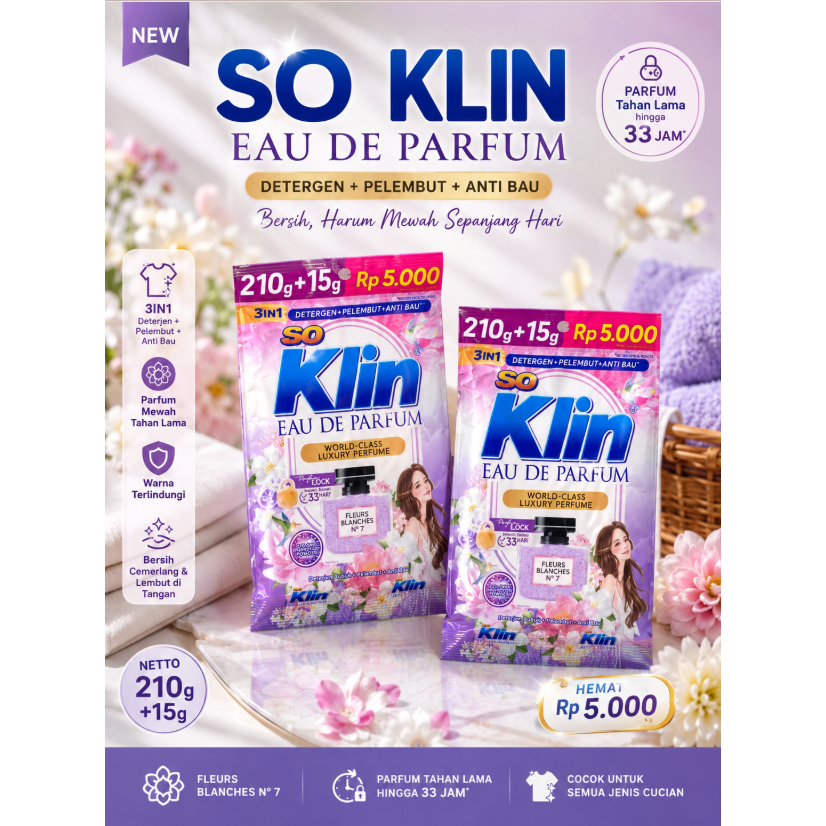 So Klin Detergen Bubuk EDP Fleurs Blanches No 7 Pch 225GR