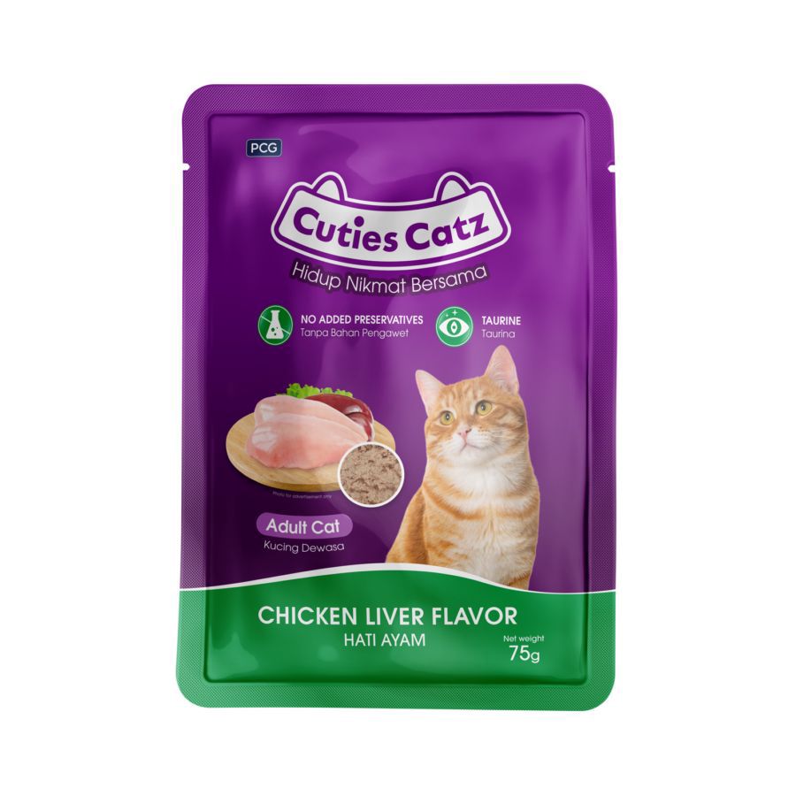 Cuties Catz Adult Cat Chicken Liver Flavor Basah 75GR