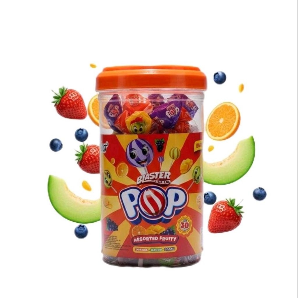 Blaster Pop Assorted Fruity Orange,Mango,Grape Toples 30X189GR