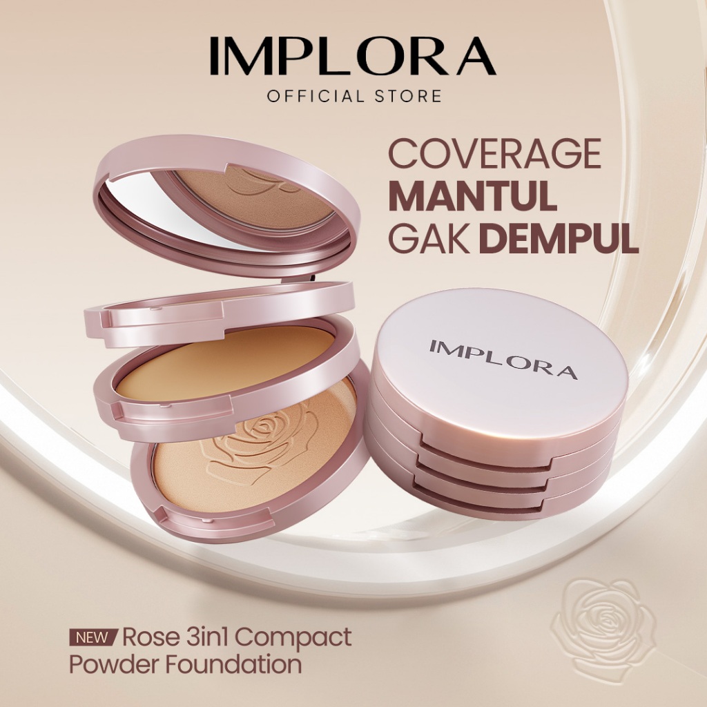 Imploralora Rose 3 In 1 Compact Powder Foundation