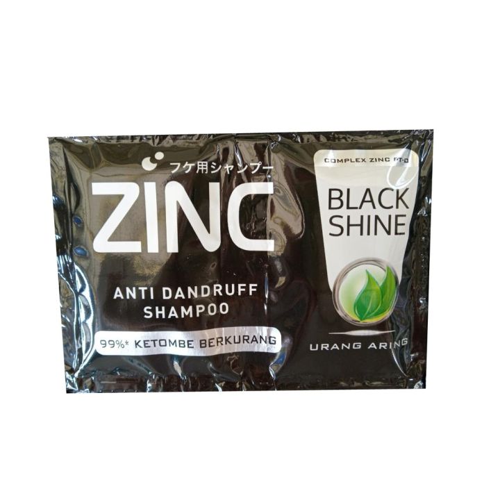 Zinc Shampoo Anti Dandruff Black Shine Urang Aring 12+1x10ML