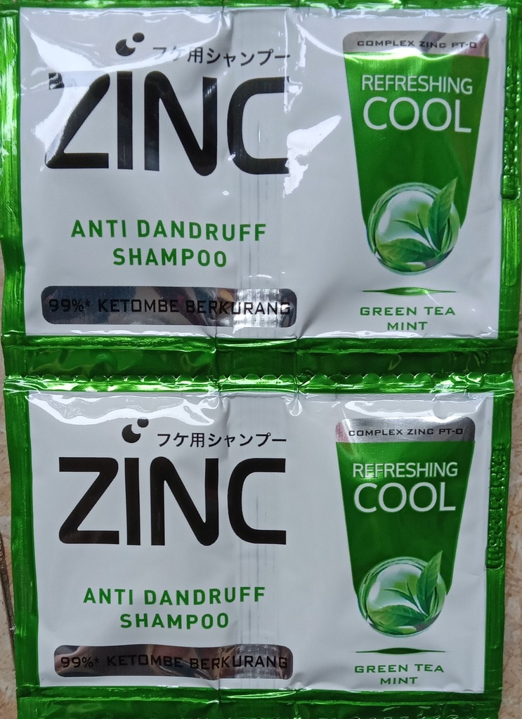 Zinc Shampoo Anti Dandruff Refreshing cool Green Tea 12+1x10ML