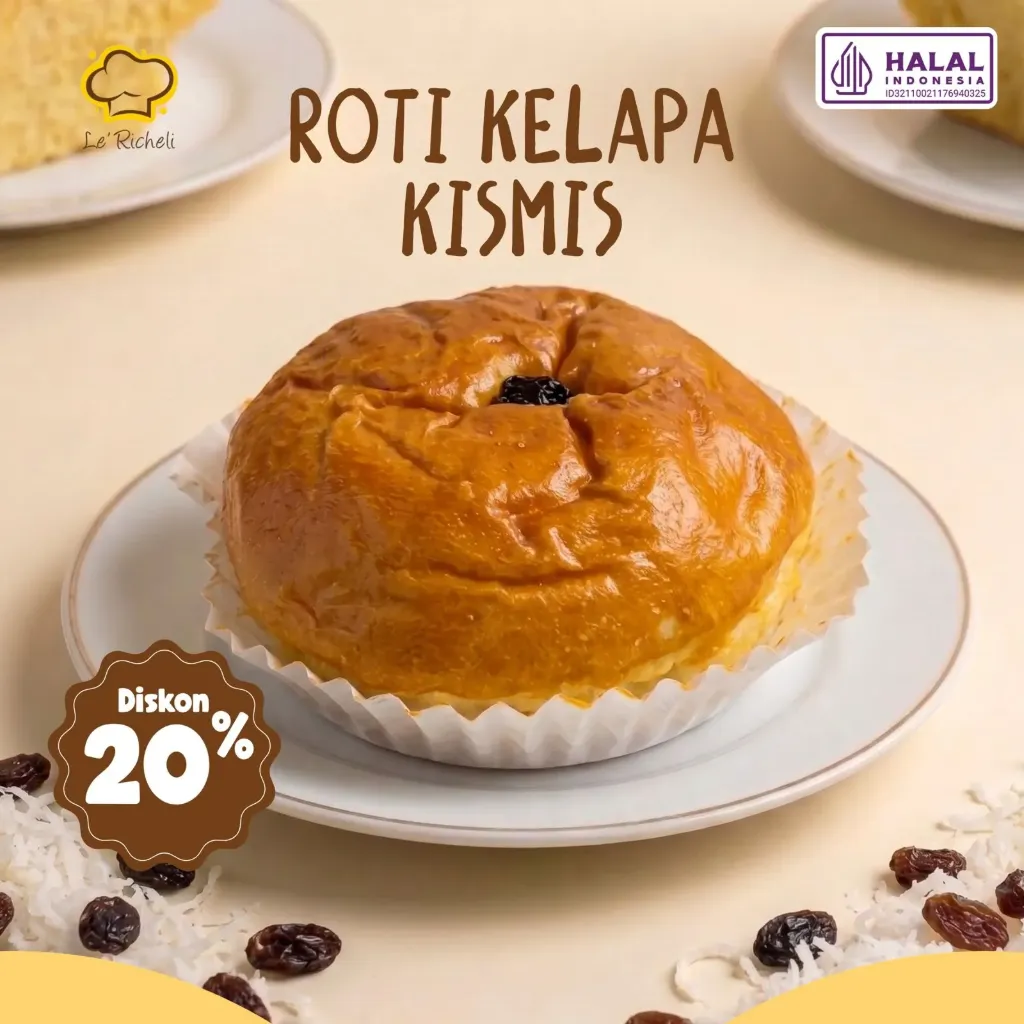 Le Richeli Roti Bundar Kelapa Kismis