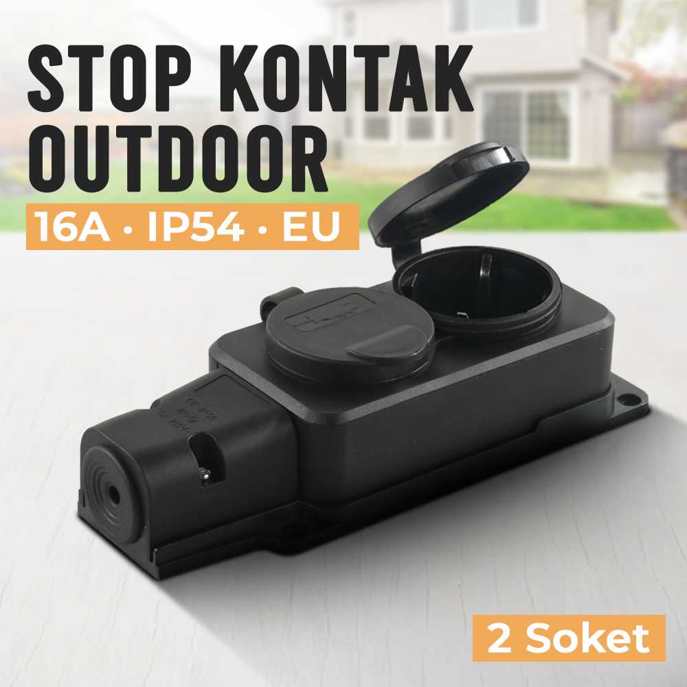 TaffWare Stop Kontak Outdoor Terminal Anti Air IP54 16A 2Soket