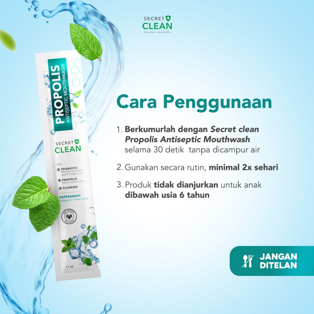 Secret Clean Propolis Antiseptic Mouthwash Peppermint 6x10ML
