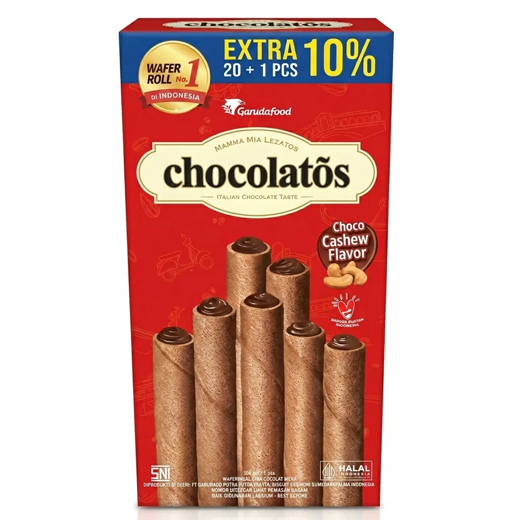 Chocolatos Wafer Stick Choco Cashew 12GR