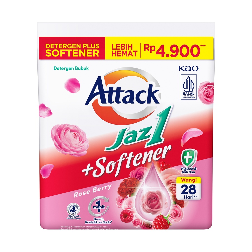 Attack Jaz1 Detergen Bubuk + Softener Rose Berry 200GR