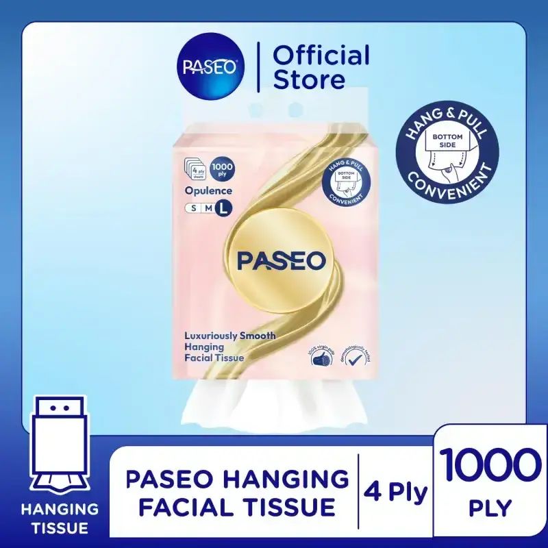 Paseo Opulence Luxuriously Smooth Hanging Facial Tissue 1000 Ply