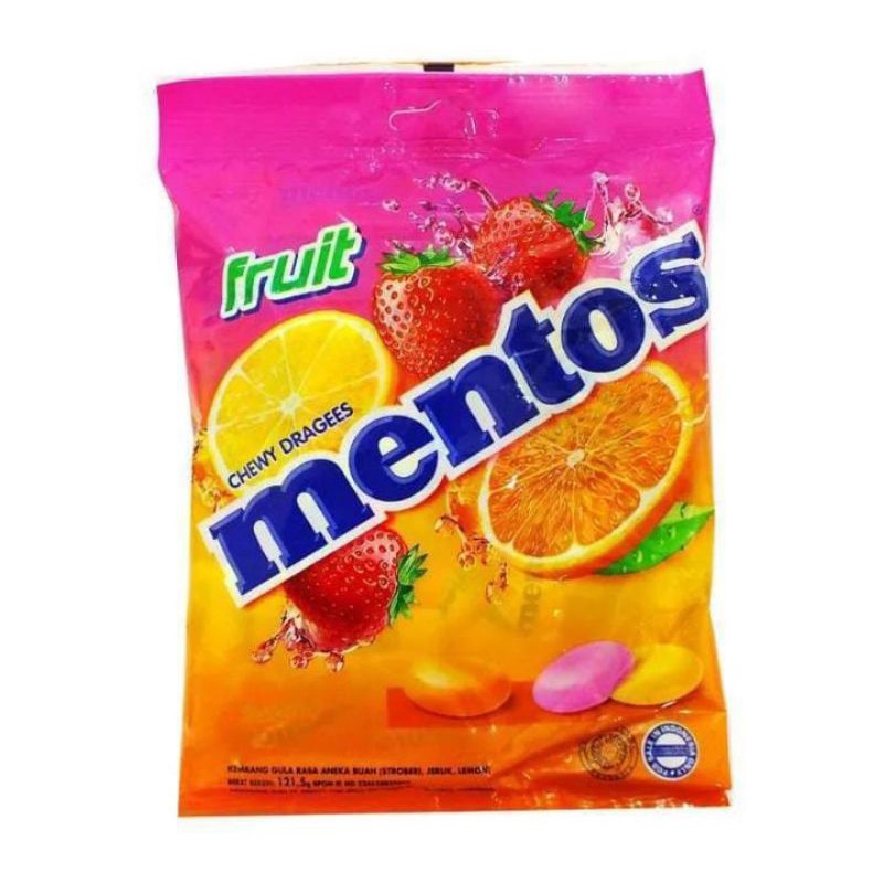 Mentos Fruit Stroberi,Jeruk,Lemon 135GR