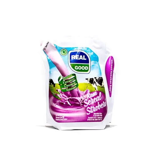 Real Good Milk UHT Sereal Stroberi Pch 125ML