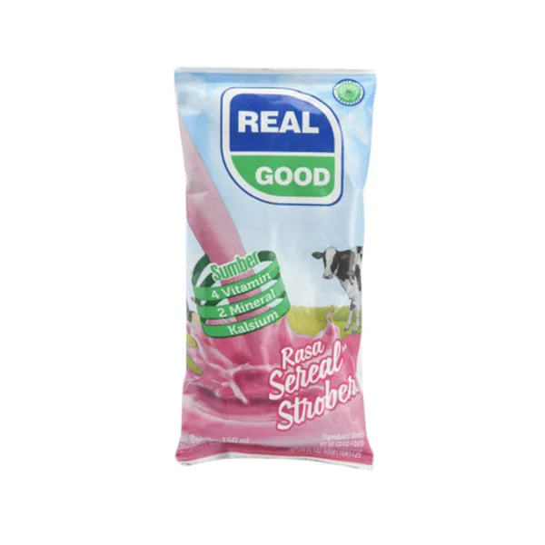 Real Good Milk UHT Sereal Stroberi 50ML